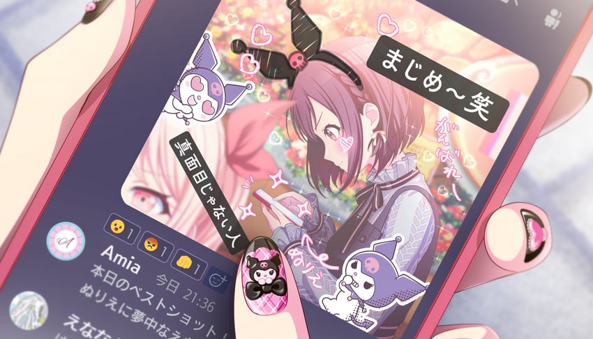 shinonome ena, akiyama mizuki, and kuromi (project sekai and 3 more) drawn by colorful_palette