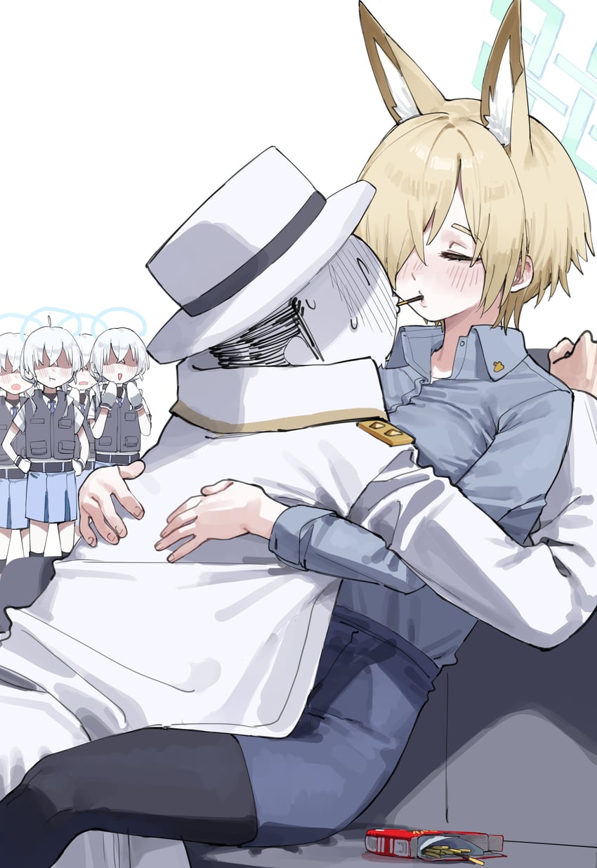 sensei, doodle sensei, kanna, and valkyrie police academy student (blue archive) drawn by lonklink