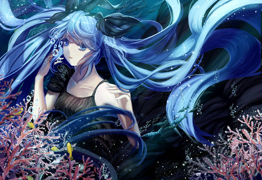 hatsune miku (vocaloid and 1 more) drawn by facai