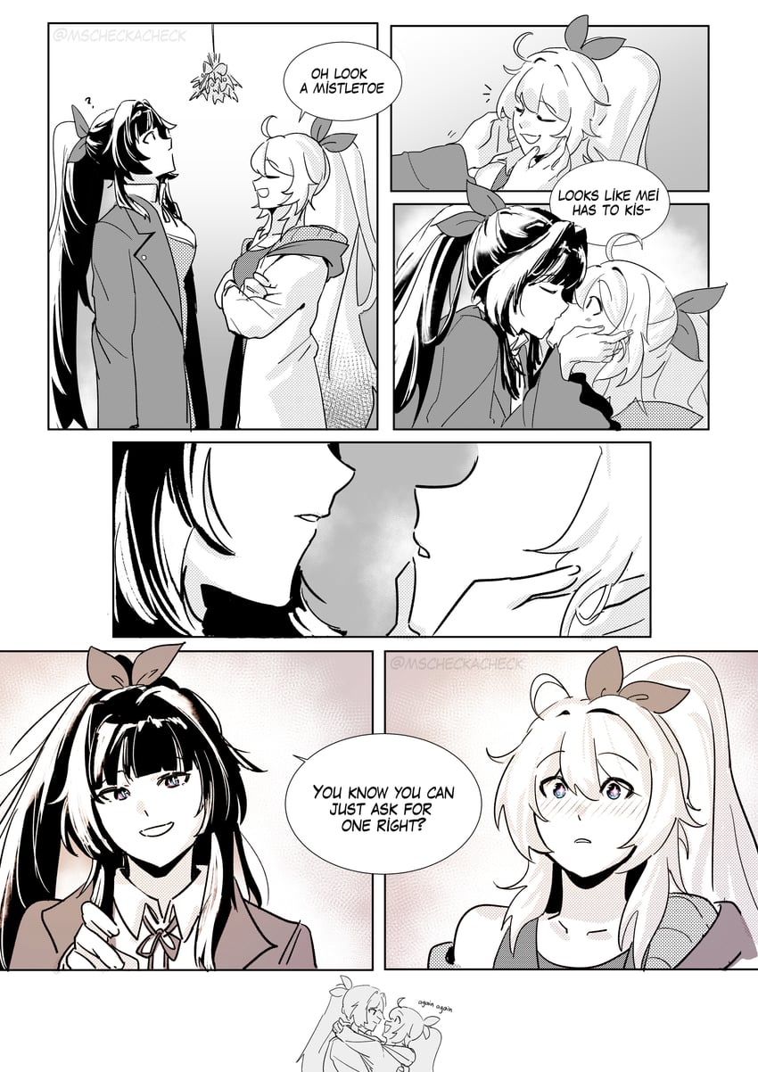 kiana kaslana and raiden mei (honkai and 1 more) drawn by mscheckacheck