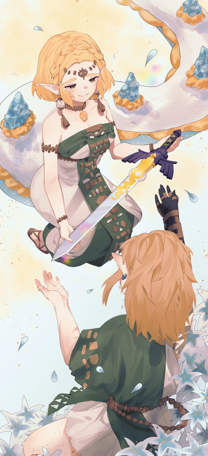 link, princess zelda, and light dragon (the legend of zelda and 1 more) drawn by hanyaka