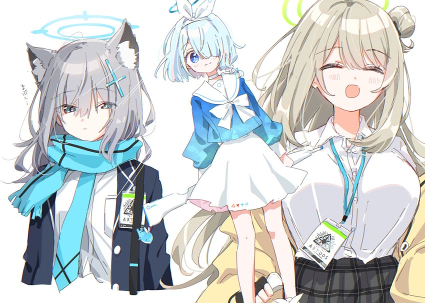 shiroko, arona, and nonomi (blue archive) drawn by matsuda_hikari