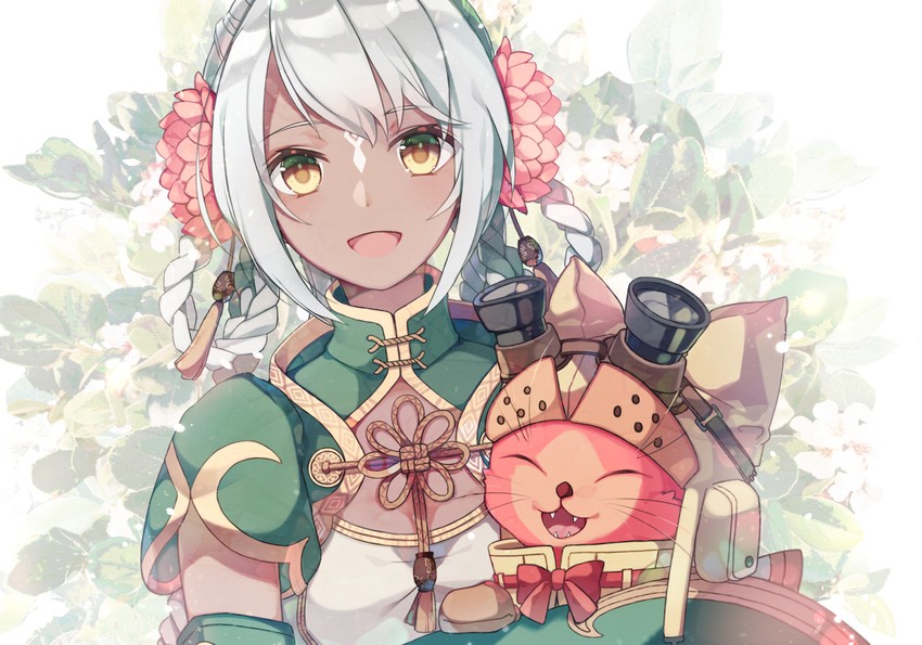monster hunter and player palico (original and 2 more) drawn by hiyunagi