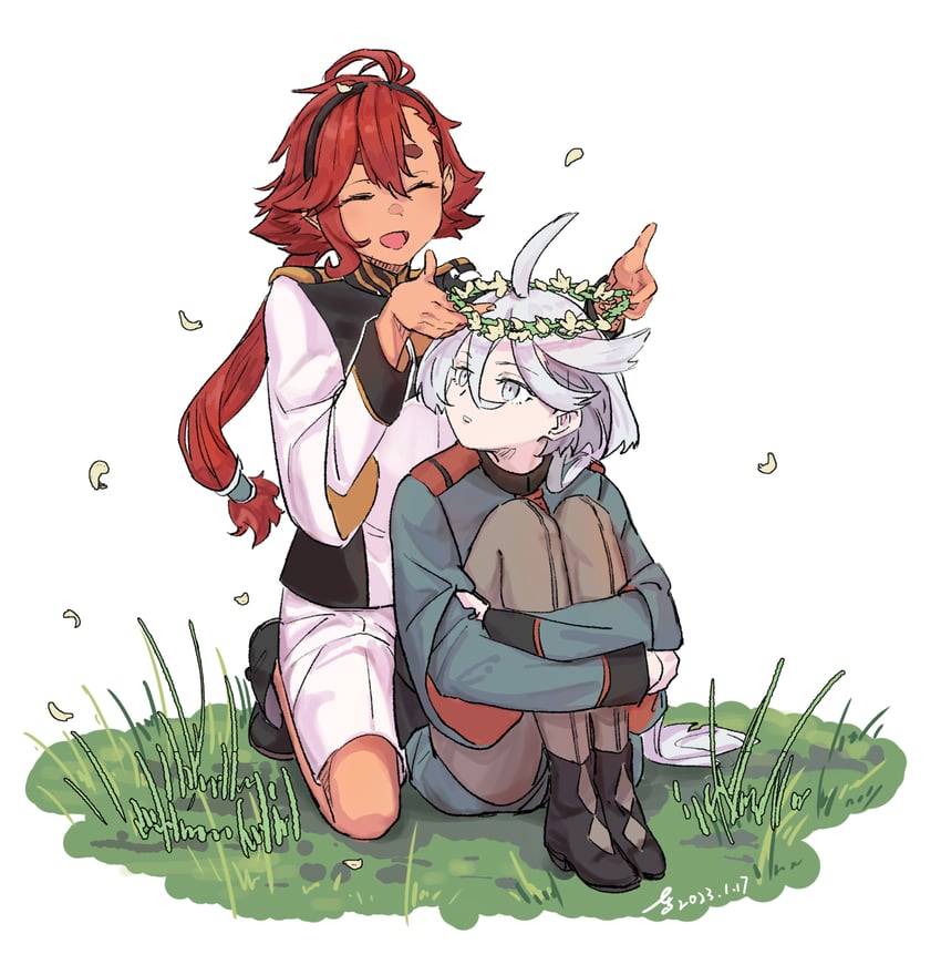 suletta mercury and miorine rembran (gundam and 1 more) drawn by joker_(jjjokerrr233)