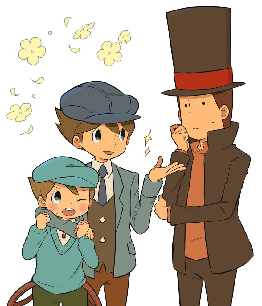 hershel layton, luke triton, and future luke (professor layton and 1 more) drawn by kiwami_(kiwamimuneko)