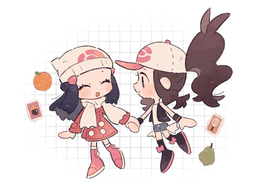 dawn and hilda (pokemon and 3 more) drawn by hime_(himetya105)