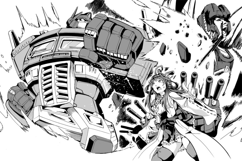 kongou, optimus prime, and skywarp (kantai collection and 2 more) drawn by kamizono_(spookyhouse)