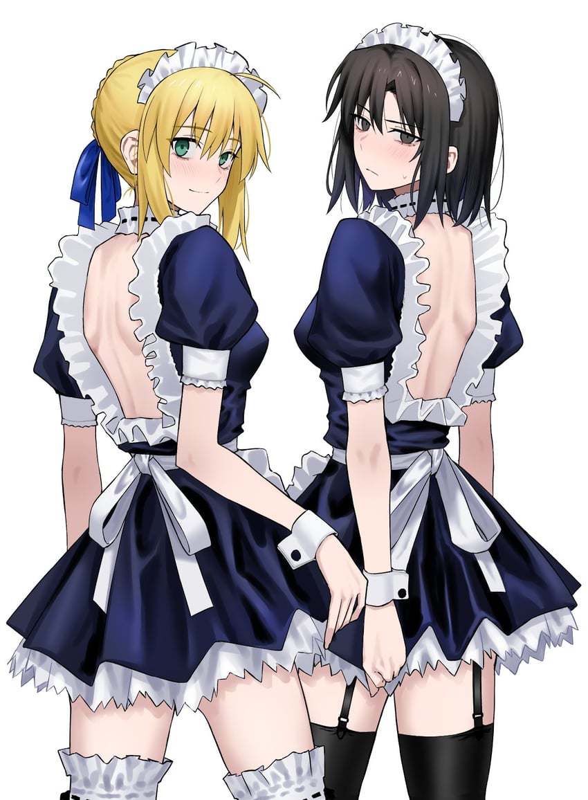 artoria pendragon, saber, and ryougi shiki (fate and 2 more) drawn by egomeshi