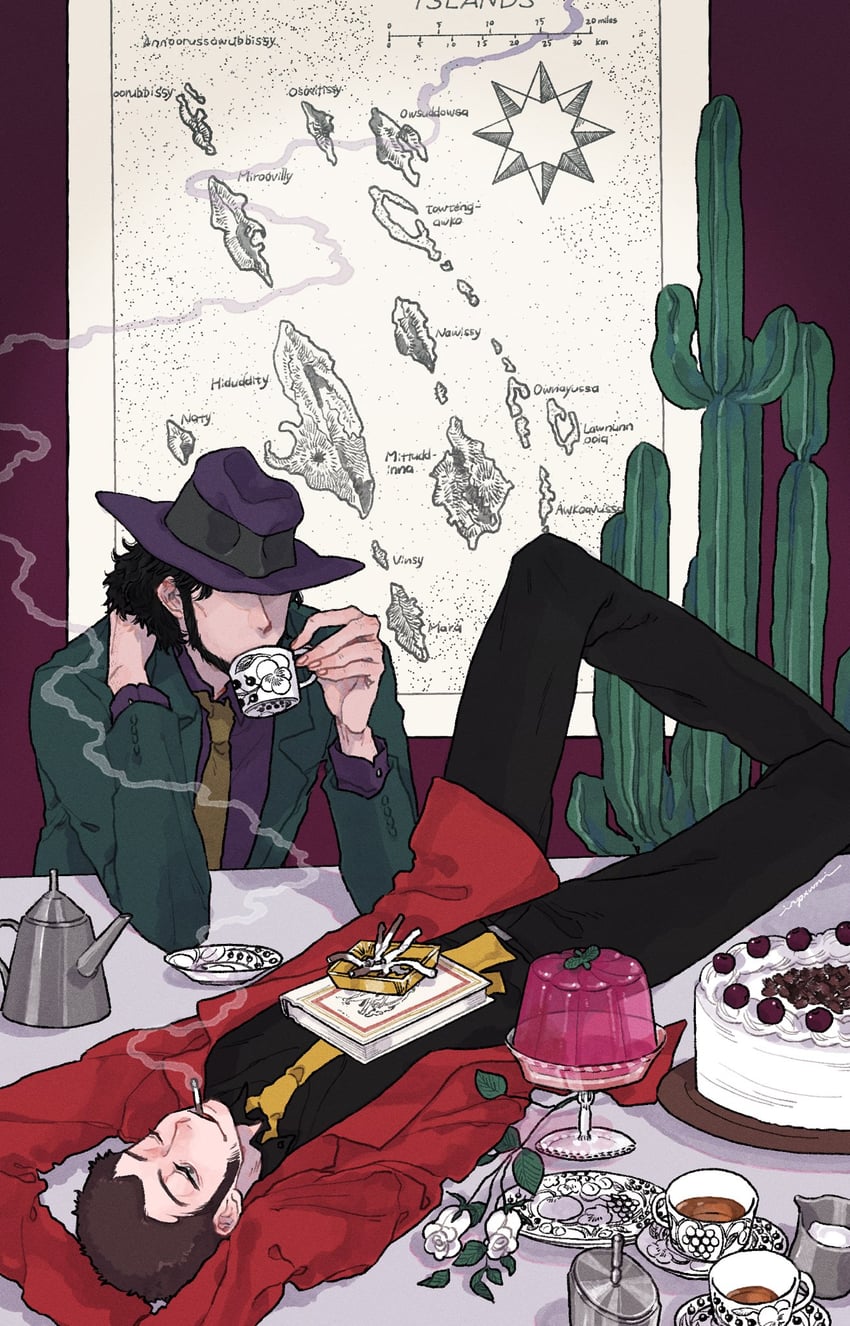 arsene lupin iii and jigen daisuke (lupin iii) drawn by urourooooo