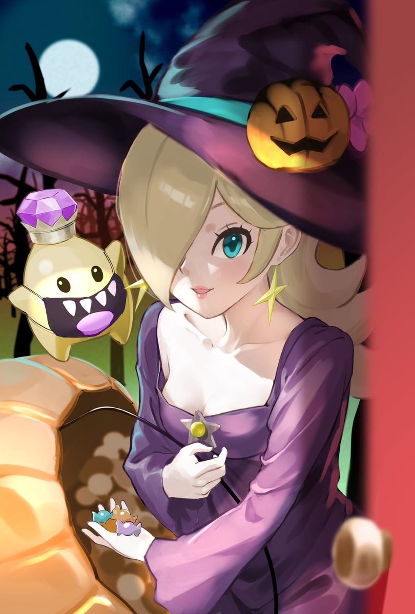 rosalina, luma, and king boo (mario and 2 more) drawn by kurere1202