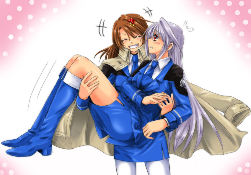 yagami hayate and reinforce (lyrical nanoha and 3 more) drawn by san-pon