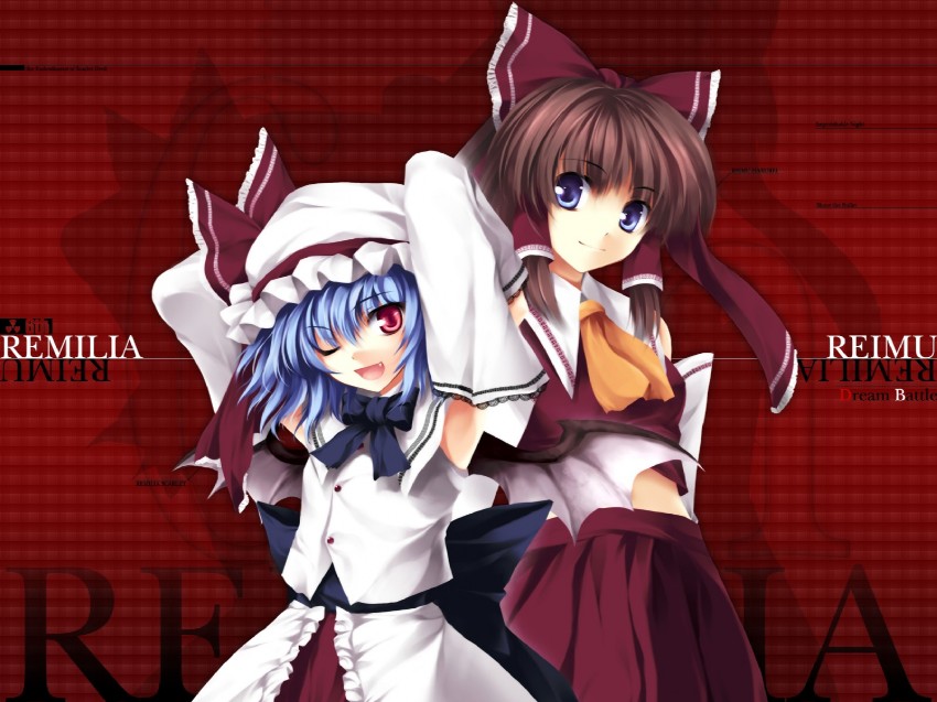 hakurei reimu and remilia scarlet (touhou) drawn by tateha_(marvelous_grace)