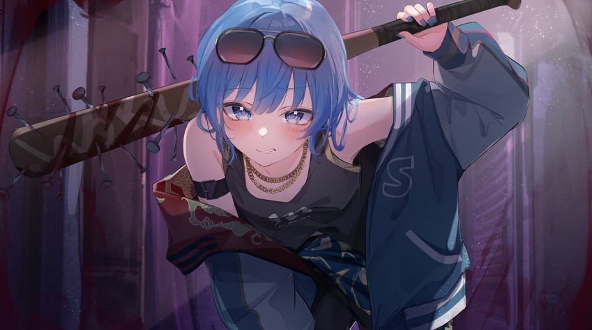 hoshimachi suisei (hololive and 1 more) drawn by motoi_(croa76)