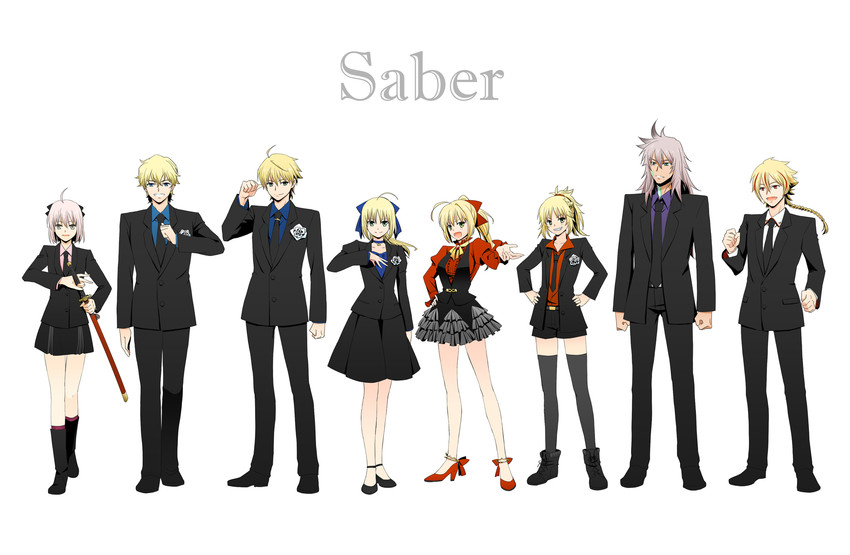 artoria pendragon, saber, nero claudius, okita souji, mordred, and 4 more (fate and 8 more) drawn by shimaneko