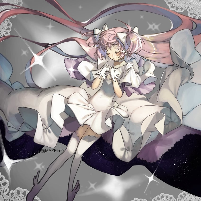 kaname madoka and ultimate madoka (mahou shoujo madoka magica) drawn by maze_draws