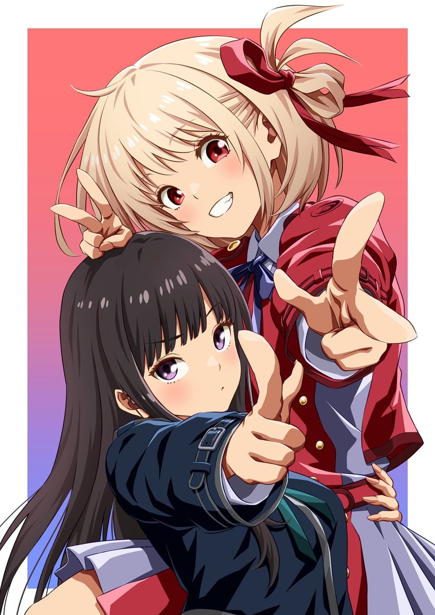 nishikigi chisato and inoue takina (lycoris recoil) drawn by masatoshi_1219