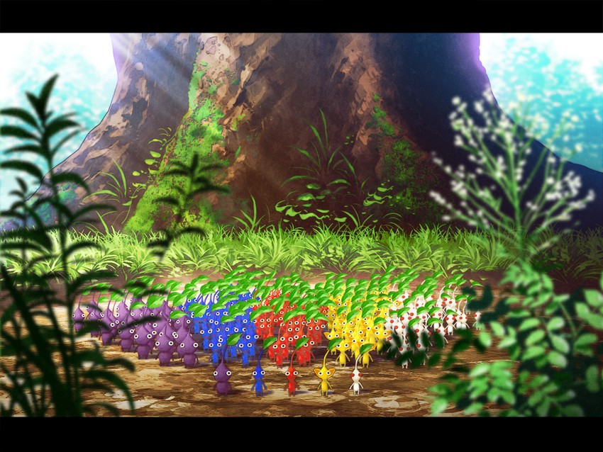 red pikmin, yellow pikmin, blue pikmin, purple pikmin, and white pikmin (pikmin and 1 more) drawn by mocha_(cotton)