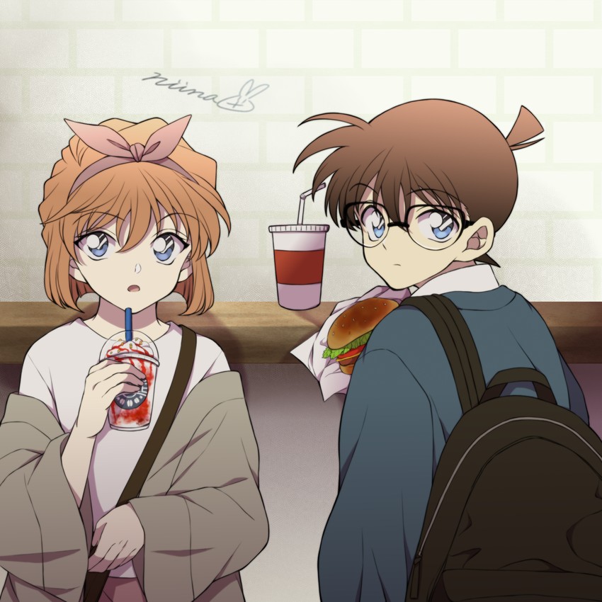 edogawa conan and haibara ai (meitantei conan) drawn by niina_1oo9