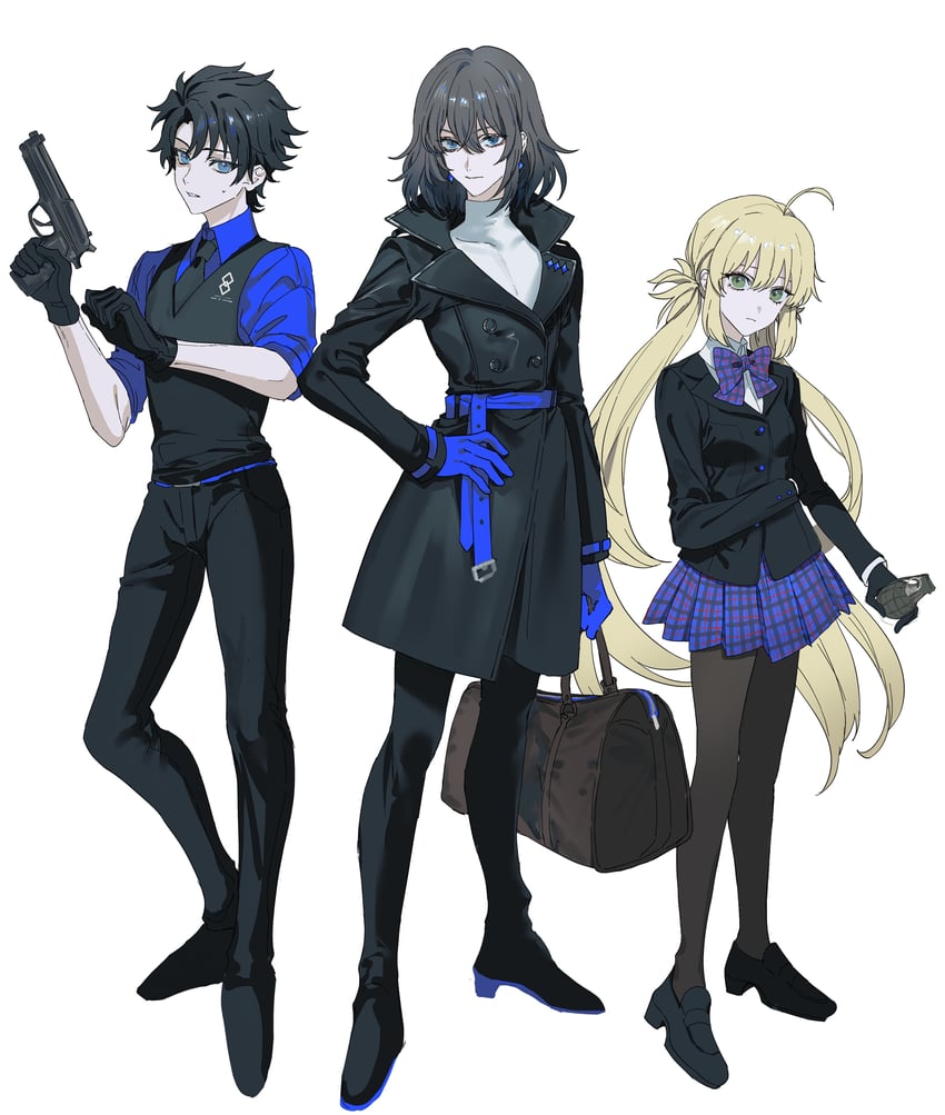 artoria pendragon, fujimaru ritsuka, artoria caster, and oberon (fate and 1 more) drawn by yurumawari