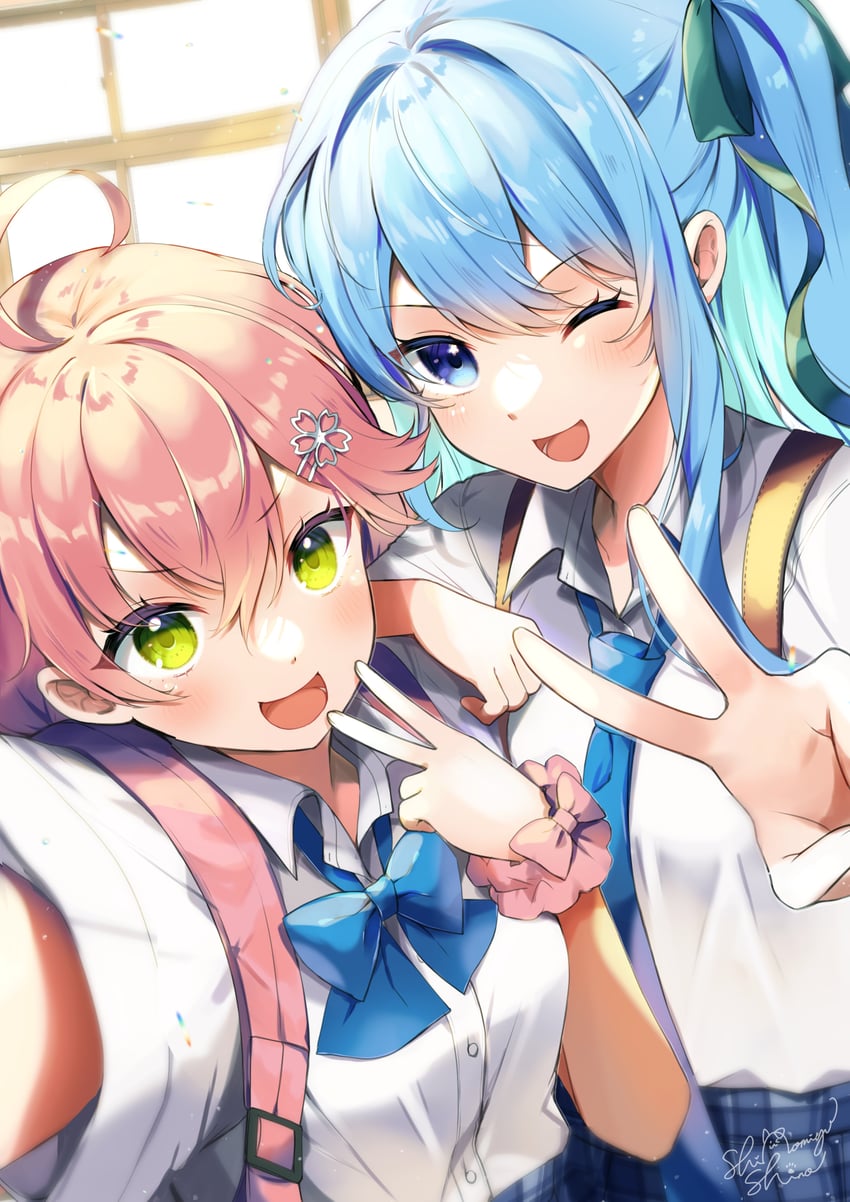 hoshimachi suisei and sakura miko (hololive) drawn by shinomiya_shino_(sinosino141)