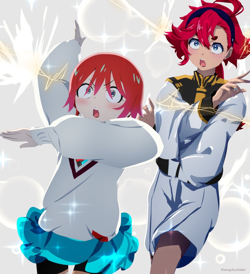 suletta mercury and amate yuzuriha (gundam and 2 more) drawn by sengoku_chidori