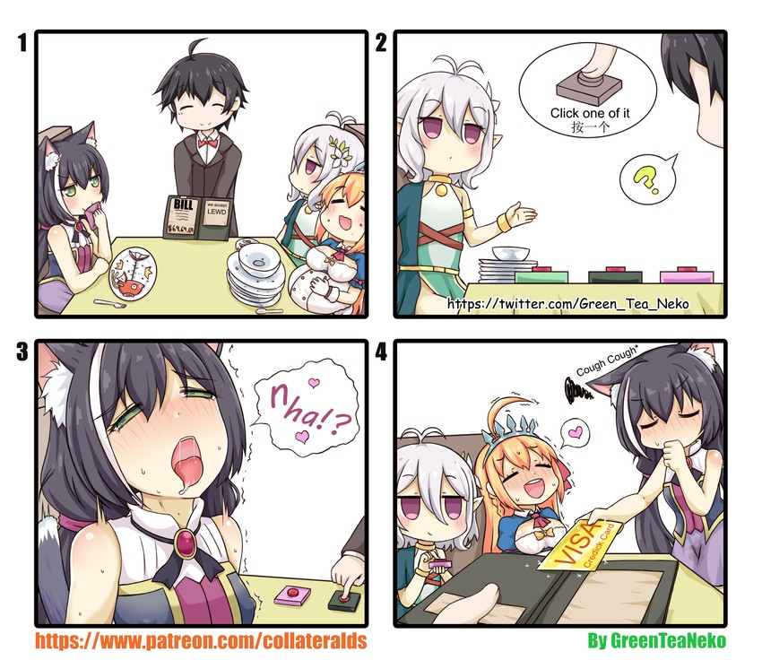 karyl, kokkoro, pecorine, and magikarp (pokemon and 1 more) drawn by greenteaneko