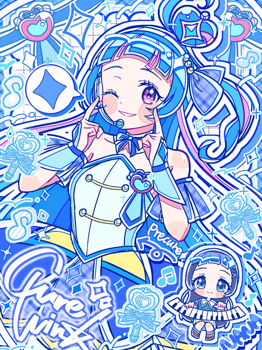 aokaze nana and cure wink (precure and 1 more) drawn by keplerlovelive