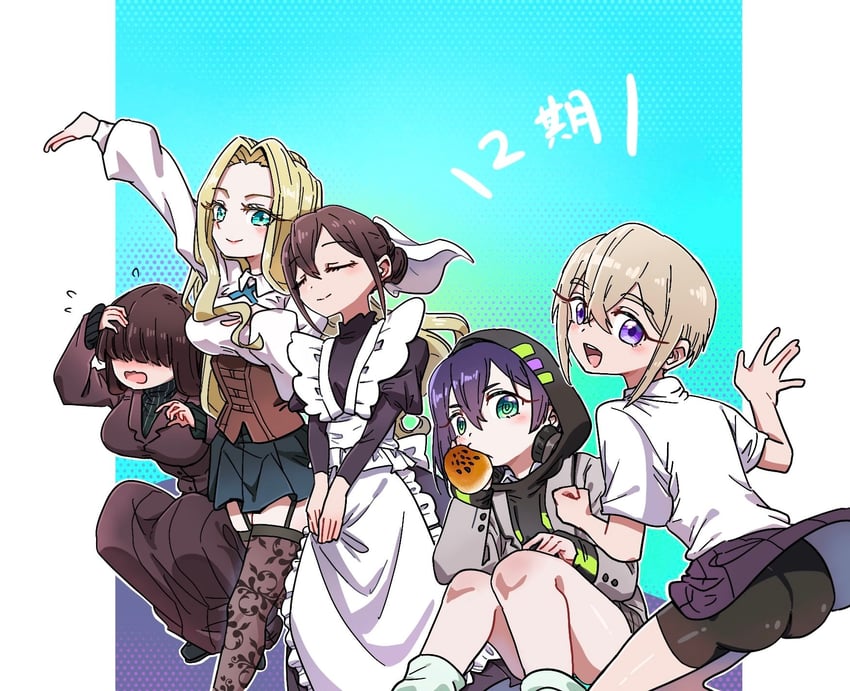 sutou iku, haraga kurumi, meido mei, kakure meme, and utsukushisugi mimimi (kimi no koto ga dai dai dai dai daisuki na 100-nin no kanojo) drawn by dalidari27