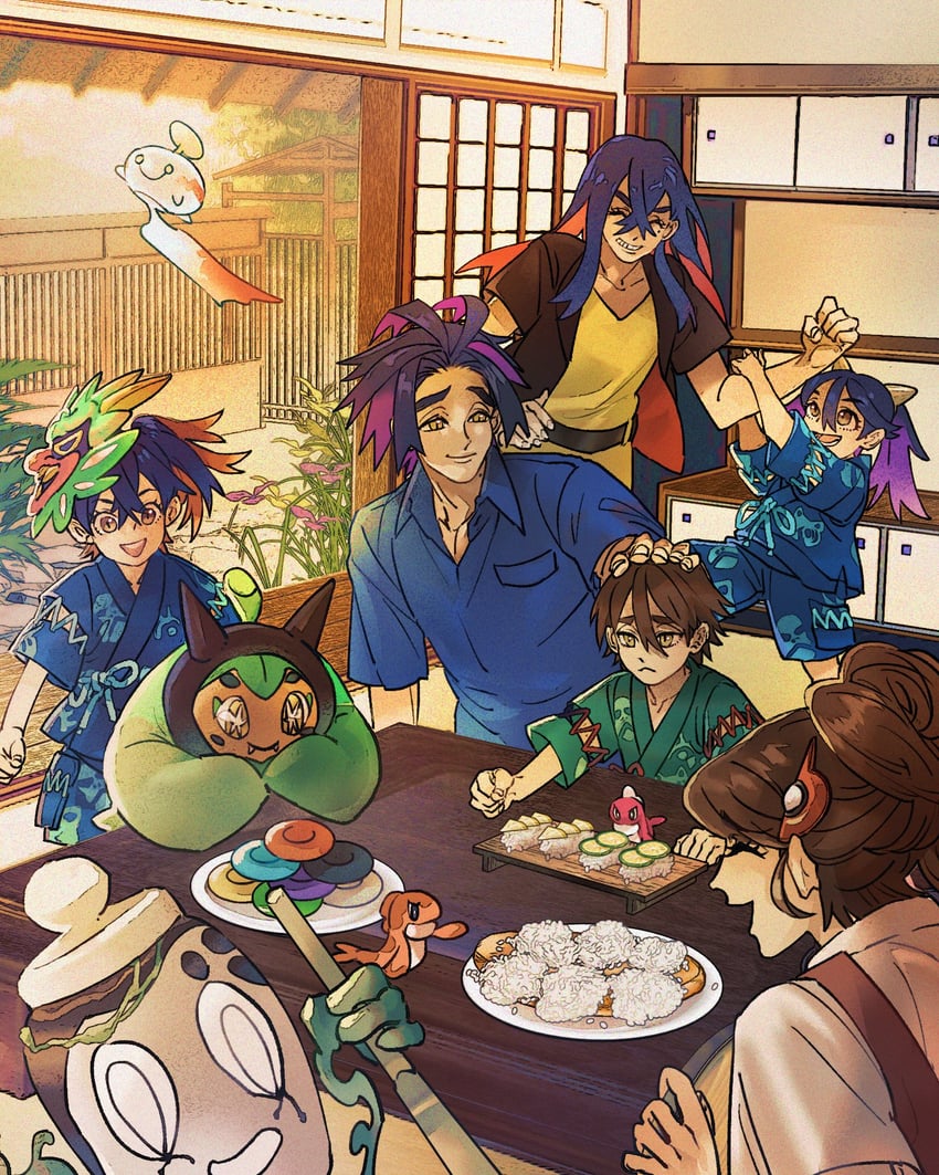 kieran, juliana, carmine, ogerpon, tatsugiri, and 2 more (original and 2 more) drawn by stb81370884