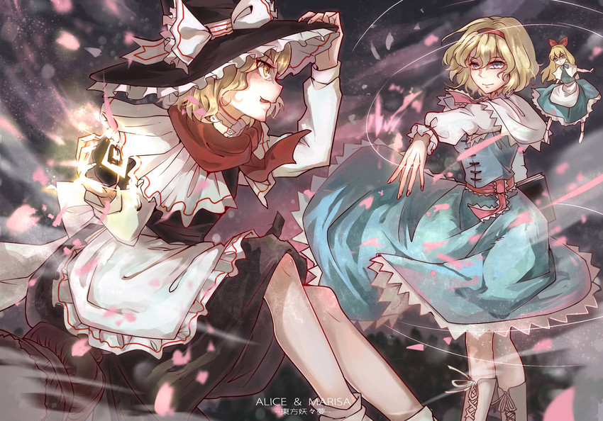 kirisame marisa, alice margatroid, and shanghai doll (touhou) drawn by aili_(aliceandoz)