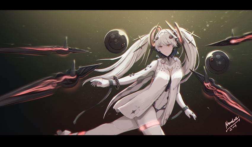 luna and luna: laurel (punishing: gray raven) drawn by nameless_neet