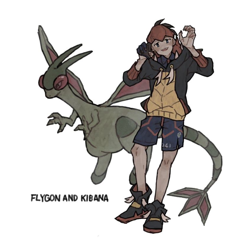 raihan and flygon (pokemon and 1 more) drawn by ichi_kawa_ichi