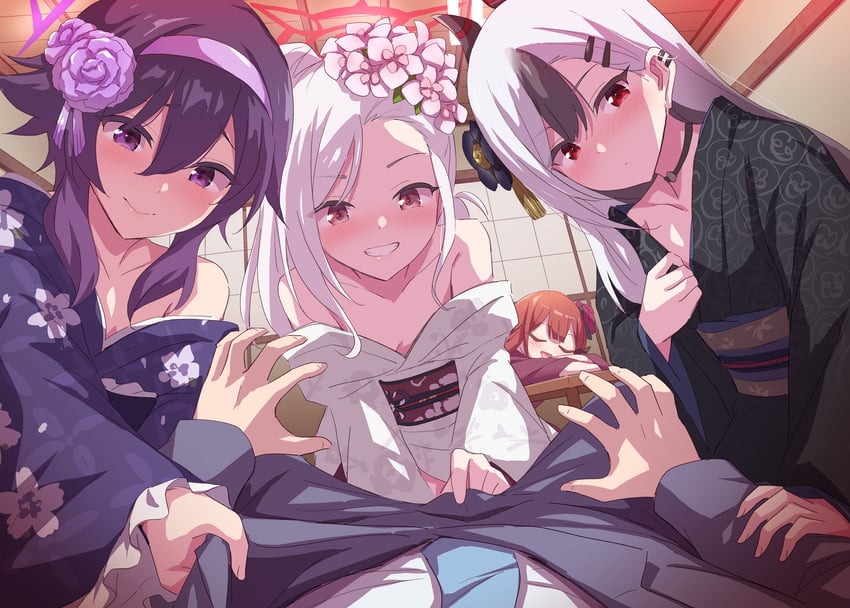 sensei, kayoko, aru, mutsuki, and haruka (blue archive) drawn by marugoshi_(54burger)