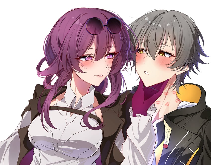 trailblazer, kafka, and caelus (honkai and 1 more) drawn by midori_(midori13579)