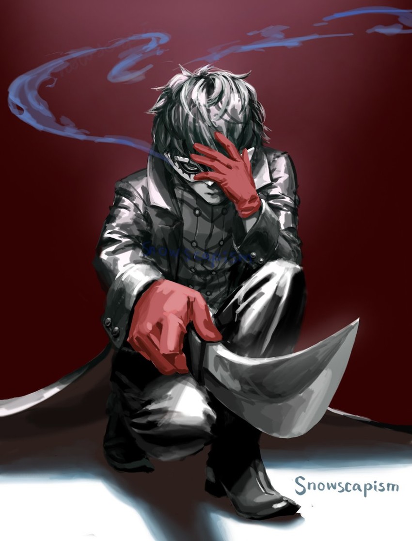 amamiya ren and joker (persona and 1 more) drawn by snowscapism