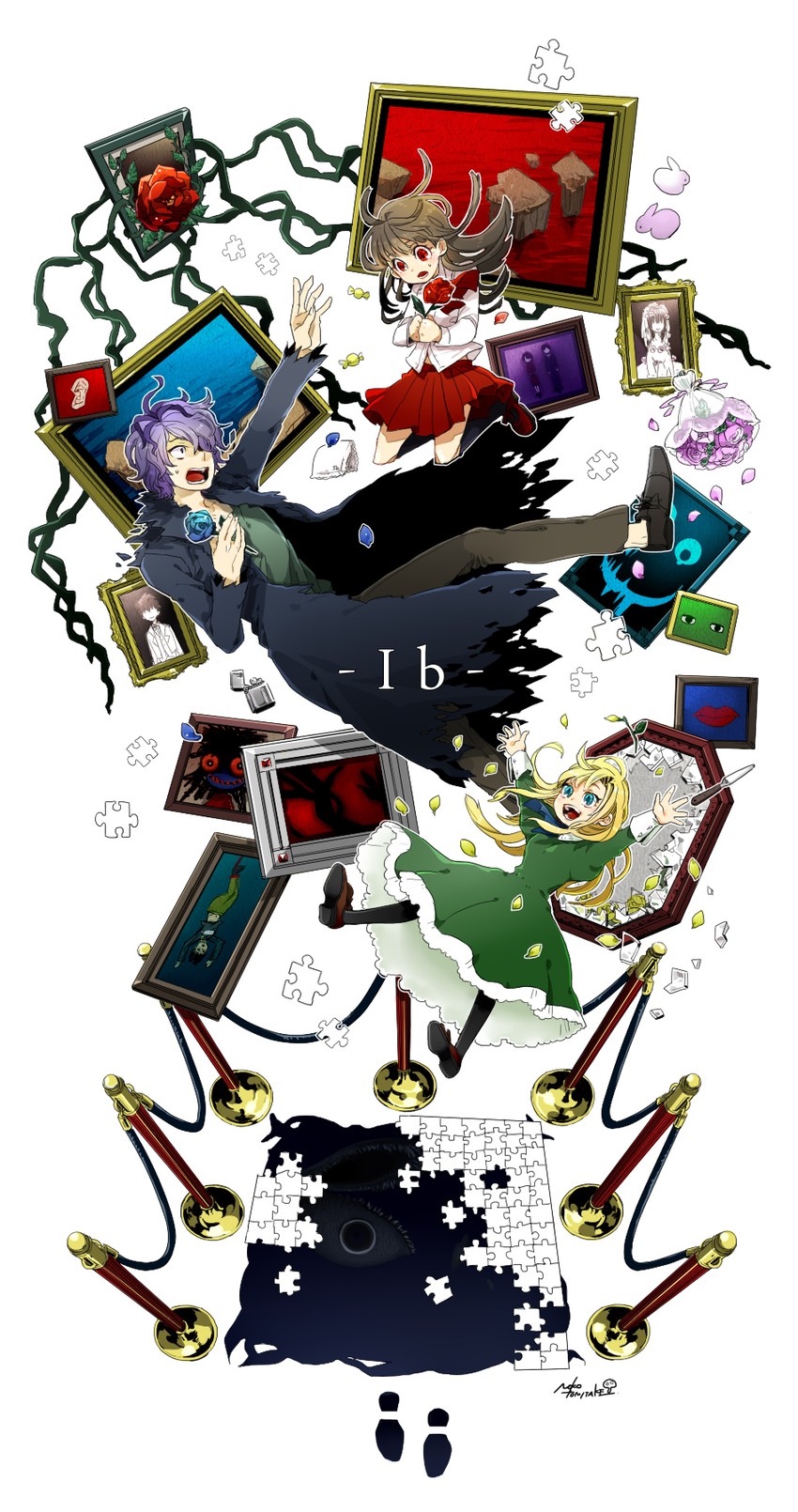 ib, mary, garry, and doll (ib) drawn by tomitake_noko