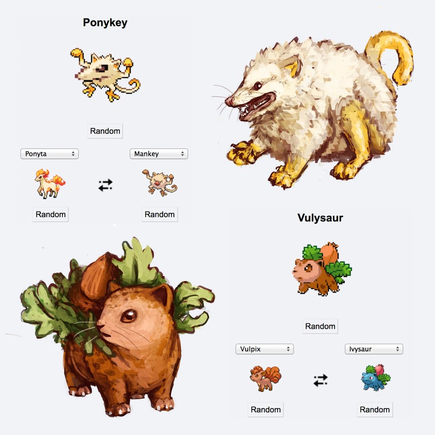 ivysaur, vulpix, ponyta, and mankey (pokemon) drawn by ommanyte