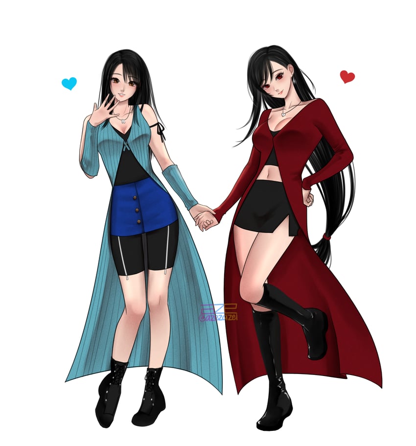 tifa lockhart and rinoa heartilly (final fantasy and 2 more) drawn by azezazel