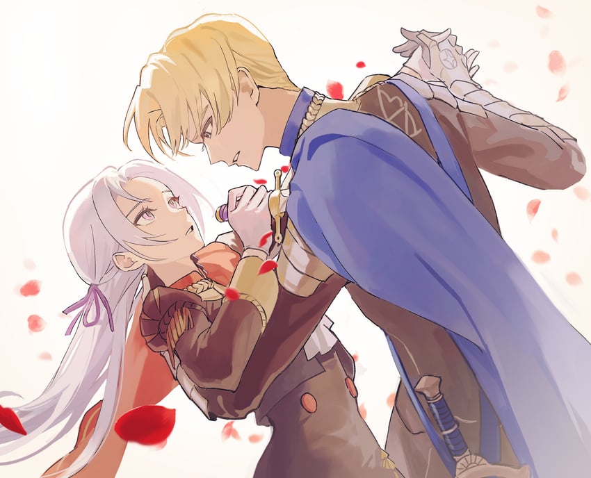 edelgard von hresvelg and dimitri alexandre blaiddyd (fire emblem and 1 more) drawn by ikaikakka