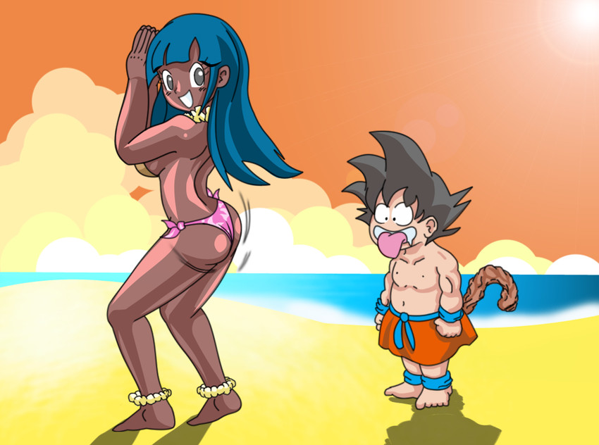 son goku and chi-chi (dragon ball) drawn by hokanuka_(kohanuka23)