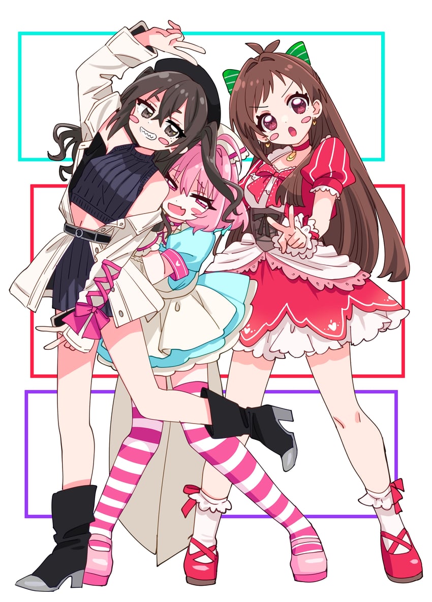 yumemi riamu, sunazuka akira, and tsujino akari (idolmaster and 2 more) drawn by sukoyaka_(100hituzi)
