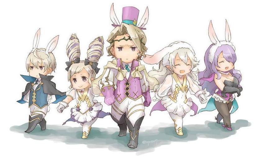 female corrin, camilla, elise, leo, and xander (fire emblem and 2 more) drawn by robaco