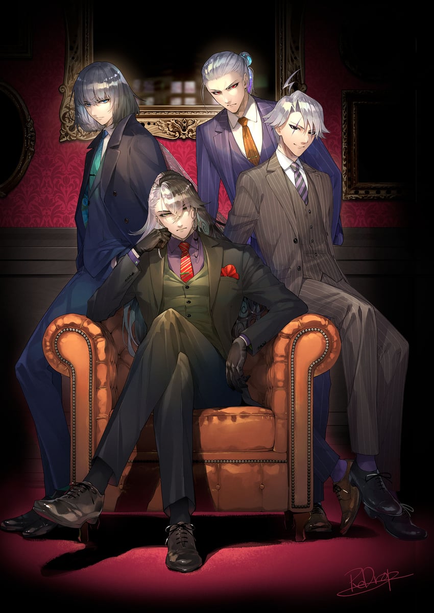 kama, oberon, ashiya douman, and james moriarty (fate and 1 more) drawn by redrop