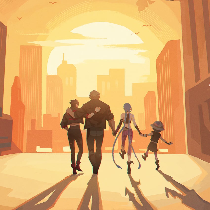 jinx, arcane jinx, silco, vander, and isha (league of legends and 1 more) drawn by yyc992