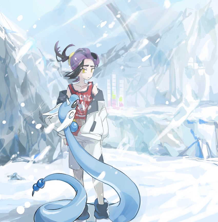 kieran and dragonair (pokemon and 1 more) drawn by amenonoco