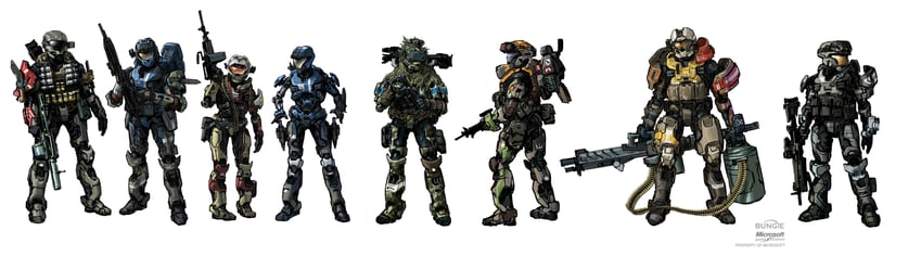 spartan-b312, emile-a239, jorge-052, catherine-b320, carter-a259, and 3 more (halo and 2 more) drawn by isaac_hannaford
