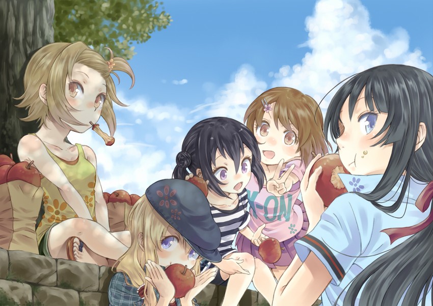 akiyama mio, nakano azusa, hirasawa yui, tainaka ritsu, and kotobuki tsumugi (k-on!) drawn by t-okada
