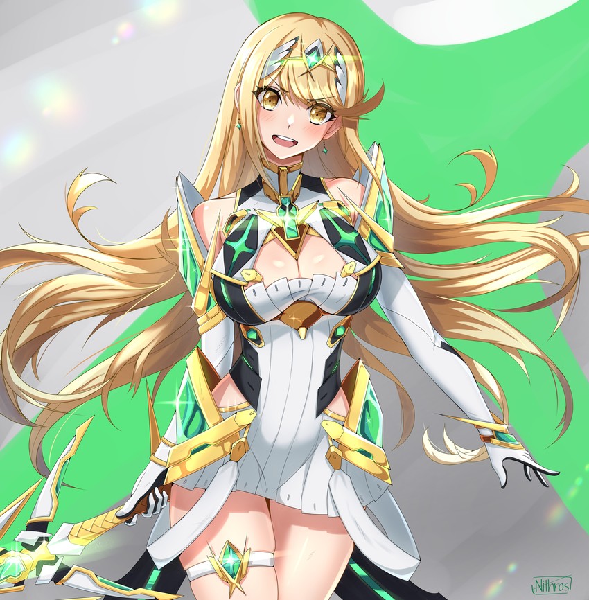 mythra (xenoblade chronicles and 1 more) drawn by nithros