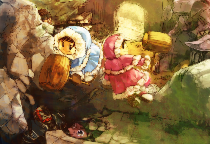 jigglypuff, ganondorf, solid snake, nana, and popo (pokemon and 5 more) drawn by tl_(artist)