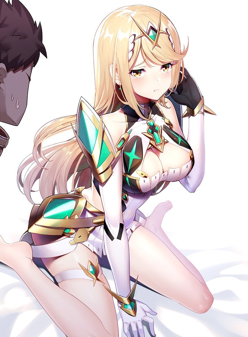 mythra and rex (xenoblade chronicles and 1 more) drawn by ririko_(zhuoyandesailaer)